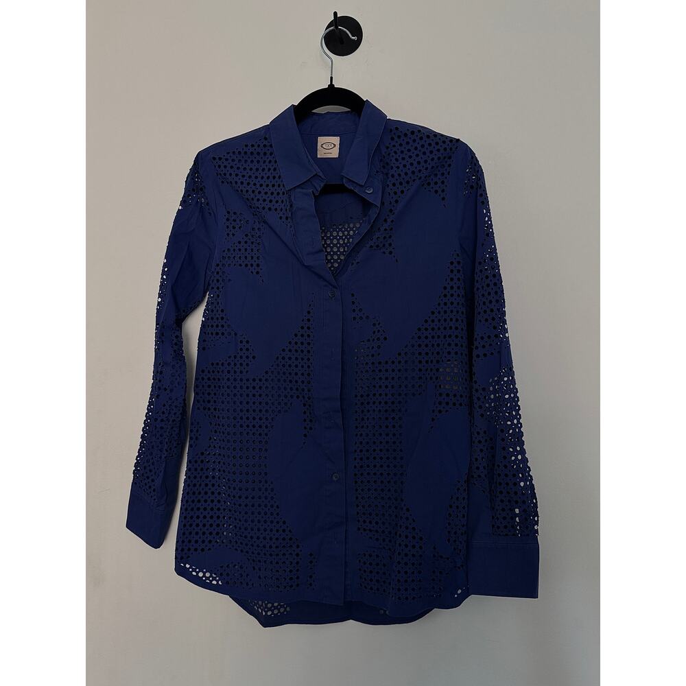 Tod's Royal Blue Eyelet Button Down